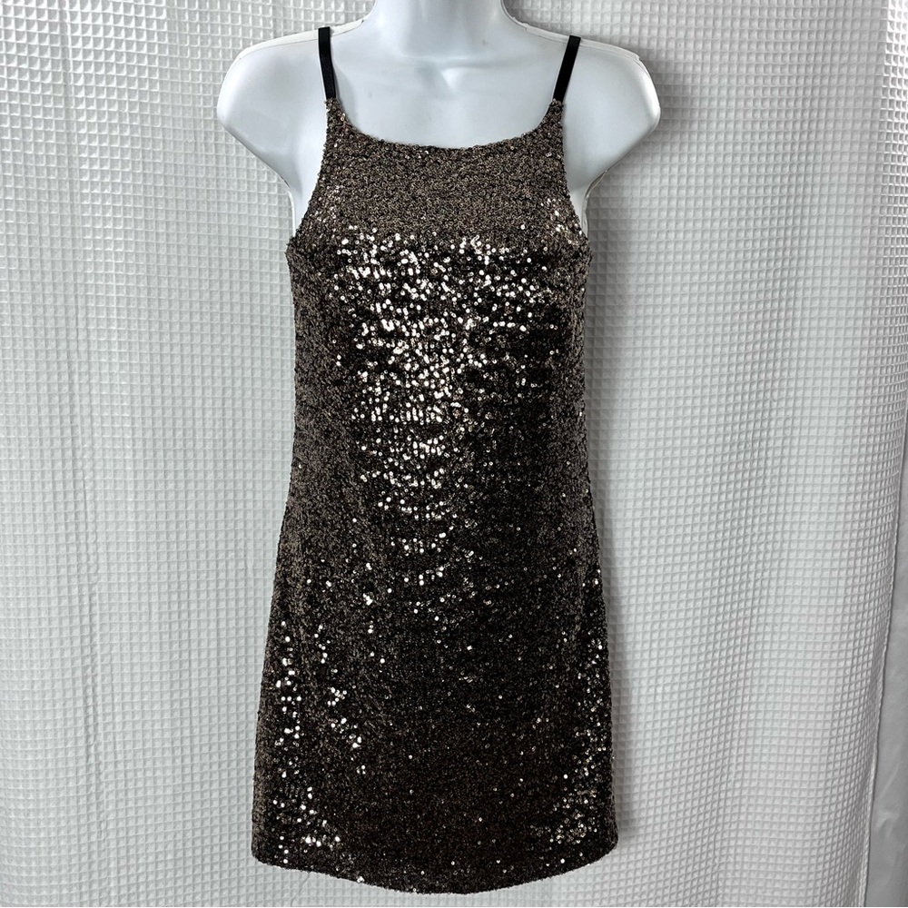 Gianni Bini ladies Black and Silver Sequin Mini Dress size XS